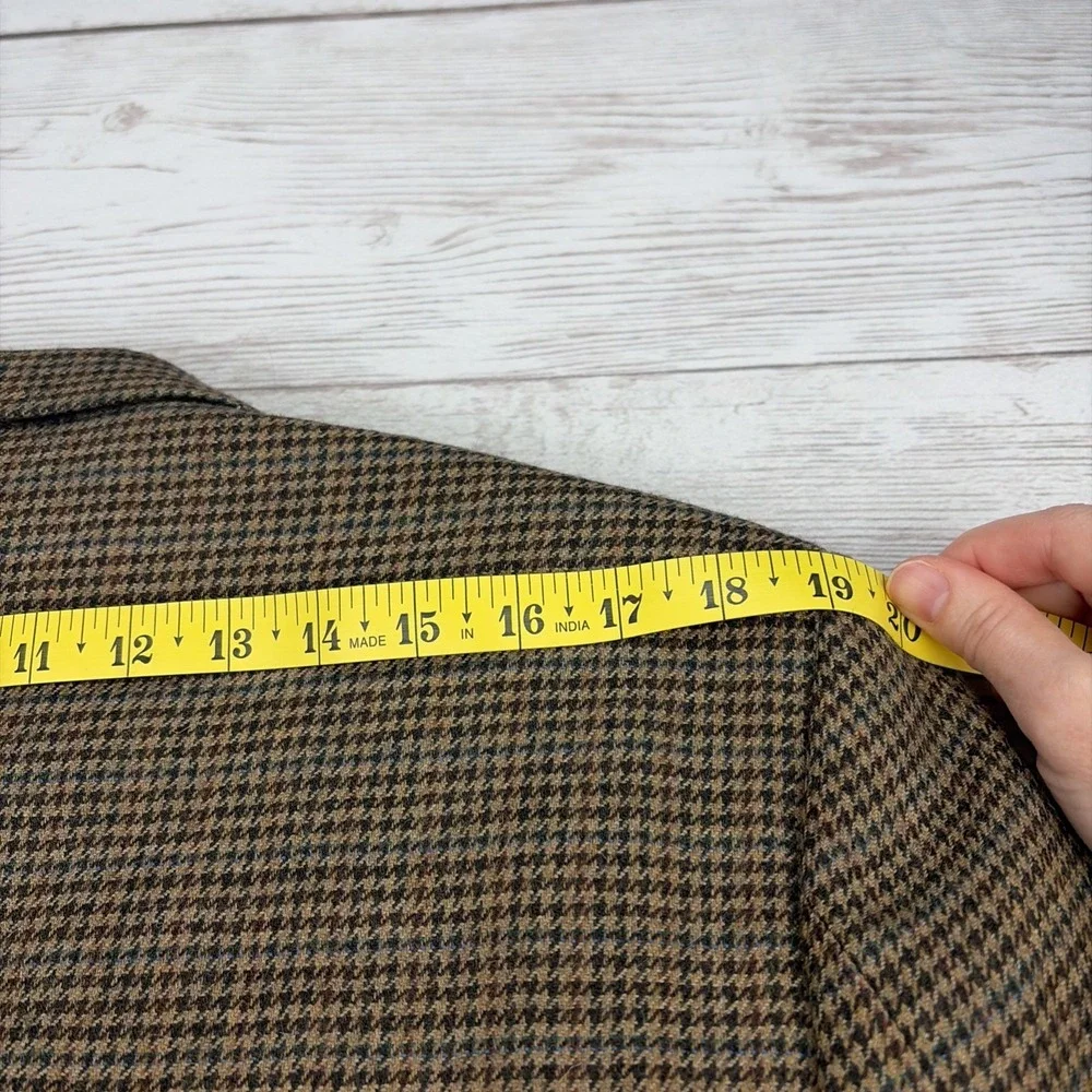 Tommy Hilfiger Men's 42R Brown Houndstooth Wool Blazer Coat Heritage Academia